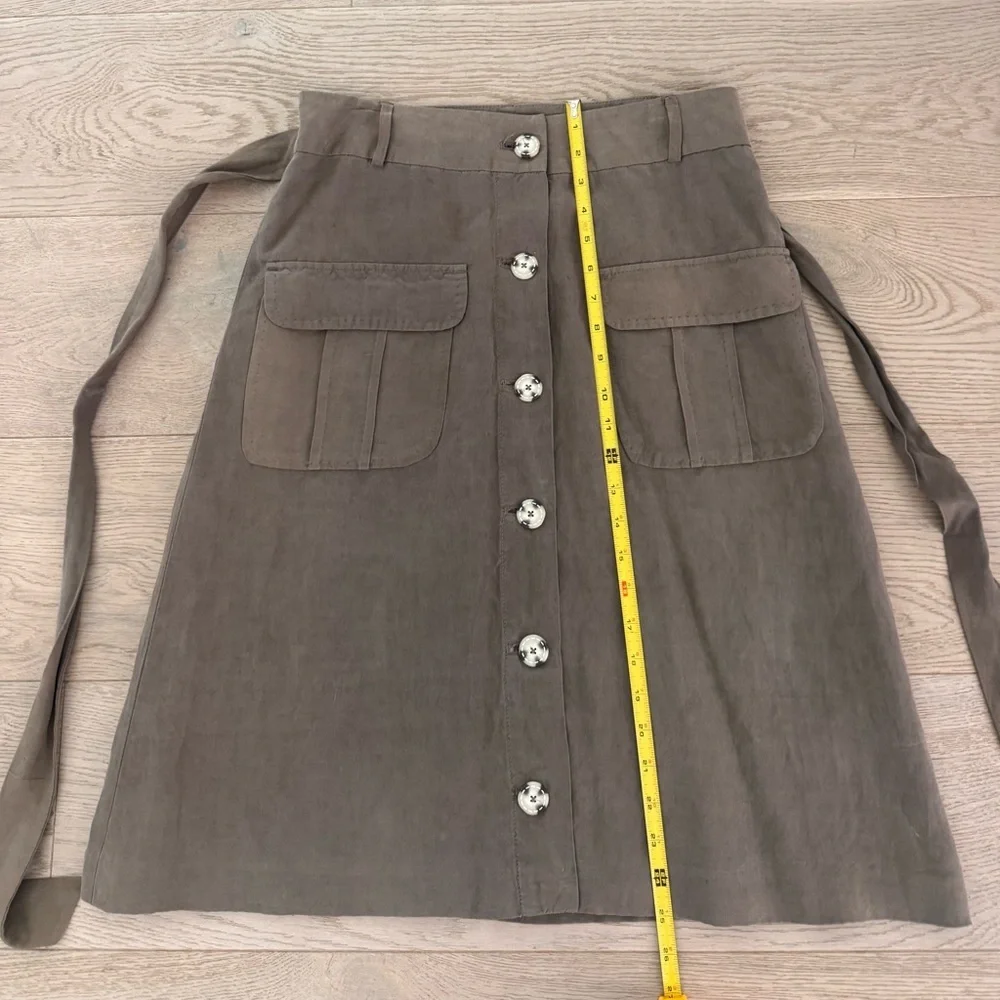 InWear silk/linen blend button down beige skirt size 8